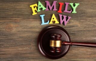Parenting Plan Assessments in California Los Angeles portrayed by wooden letters spelling out 'family law' next to a gavel.